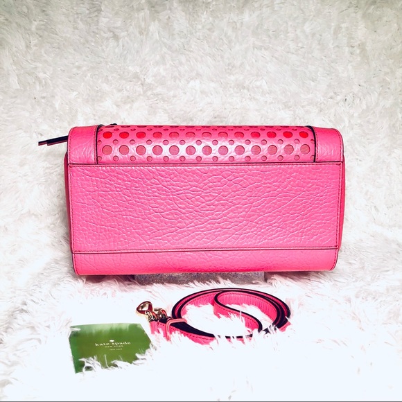 NWOT! Kate Spade | Delaney Perri Lane Bubbles Peony Pink Leather Satchel - Picture 12 of 16